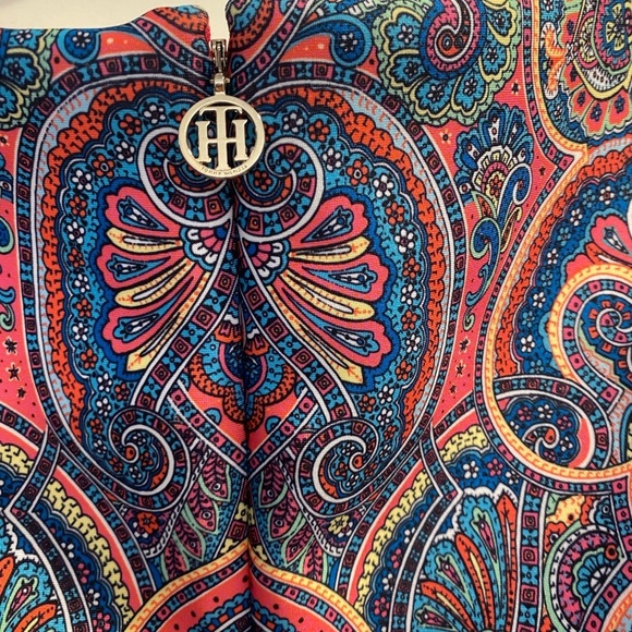 Tommy Hilfiger Crewneck Sleeveless Paisley Print Scuba Sheath Mini Dress bodycon - Picture 4 of 9